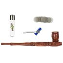 Wooden pipe Gandalf brown 30 cm 4-piece Set
