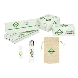 Activated Carbon Filter Slim 3x50 + 6 x Long Paper + Clipper + Glas-Adapter + Jute Bag