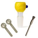 Heavy Yellow Glass Bong Bowl 18.8 mm Joint 3-Piece Set