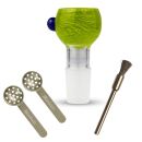 Heavy Green Glass Bong Bowl 18.8 mm Joint 3-Piece Set