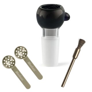 Bong Glas Kopf Heavy Schwarz 18,8 mm Schliff 3-teiliges Set