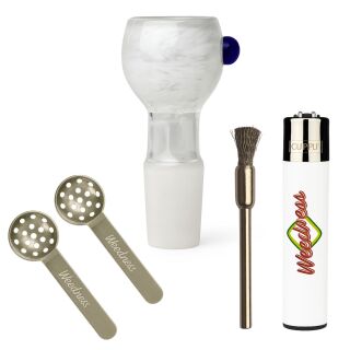 Heavy White Glass Bong Bowl 18.8 mm Joint 4-Piece Set