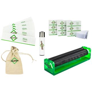 Weedness Drehmaschine Plastik + 5 x Long Paper + 5 x Filter Tips + Clipper + Jute Bag