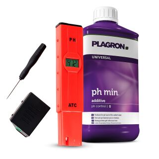 Plagron pH- Minus 500 ml + pH Meter – pH Regulation Set Plagron
