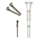 Glas Chillum Trichter 14,5 mm Schliff 17 cm 3-teiliges Set