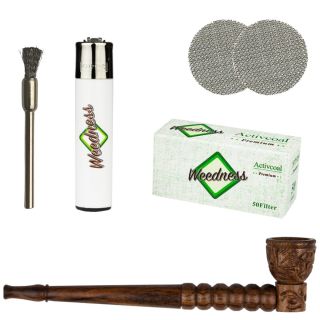 Aktivkohlefilter-Pfeife 17 cm aus Ebenholz 5-teiliges Set