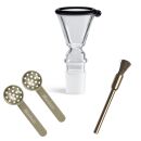 Bong Glas Kopf 18,8 mm mit schwarzem Rand 3-teiliges Set