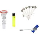 Bong Glas Kopf 18,8 mm mit rotem Rand 4-teiliges Set