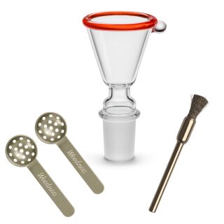 Bong Glas Kopf 18,8 mm mit rotem Rand 3-teiliges Set