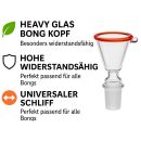 Bong Glas Kopf 18,8 mm mit rotem Rand 3-teiliges Set