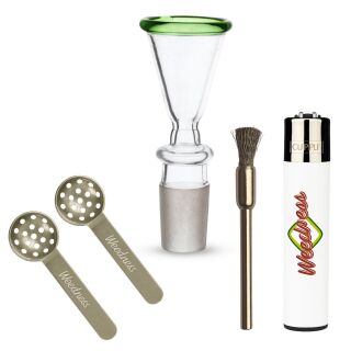 Bong Glas Kopf 18,8 mm mit grünem Rand 4-teiliges Set
