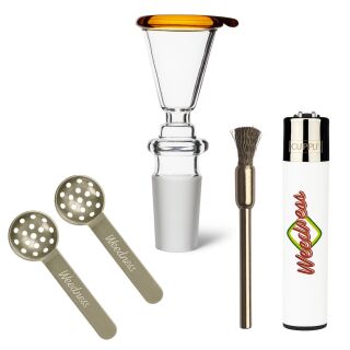 Bong Glas Kopf 18,8 mm mit Gelbem Rand 4-teiliges Set