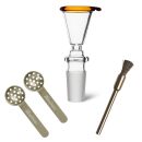 Bong Glas Kopf 18,8 mm mit gelbem Rand 3-teiliges Set
