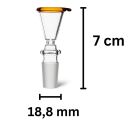 Bong Glas Kopf 18,8 mm mit gelbem Rand 3-teiliges Set