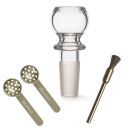 Bong Glas Kopf Kugli 14,5 mm Schliff 3-teiliges Set