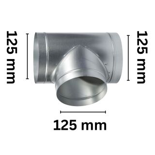 T-Piece 125 mm Metal – Ventilation T-Connector