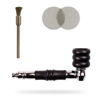 Wood-Metal Pipe 10 cm in Black - 3-Piece Hybrid Pipe Set