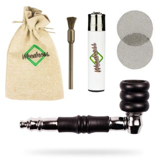 Wood-Metal Pipe 10 cm in Black - 5-Piece Hybrid Pipe Set