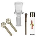 4-Piece Heavy Glass Bong Set with 14.5mm Joint - Cylinder...