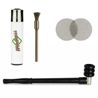 Metall-Gandalf-Pfeife Schwarz 20 cm 4-teiliges Set – Lange Metallpfeife Set