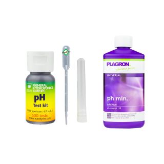 GHE pH-Test Kit + Plagron pH- Minus 500 ml