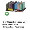 1x Clipper Metall Hülle Micro Line Flowers – Feuerzeug Schutzhülle