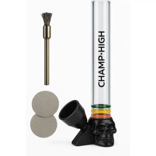 Glas Pfeife Skull Pipe 9,5 cm – Totenkopf Pfeifen Set 3-teilig