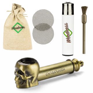 Metall Pfeife Skull Pipe 8,5 cm 5-teiliges Set