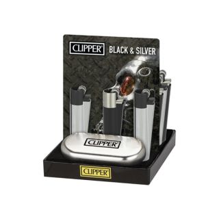 Clipper Feuerzeug Metall Black & Silver