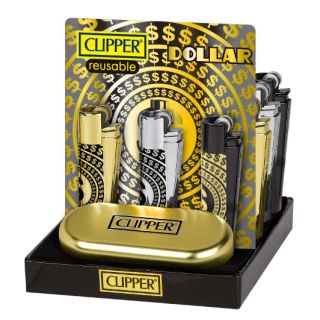 Clipper Feuerzeug Metall Dollar