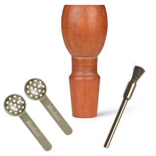 Bong Holzkopf 18,8mm 3-tlg. Set - Hochwertig, inkl. Siebkratzer & Hängesieb