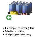 1x Clipper Metall Hülle Micro Blue Gradient – Feuerzeug Hülle
