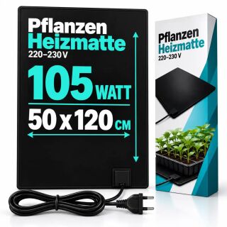 Airontek Gewächshaus-Heizmatte 105 Watt 50x120 cm – Heizmatte Pflanzen Anzucht