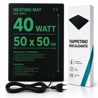 Airontek Gewächshaus-Heizmatte 40 Watt 50x50 cm – Heizmatte Pflanzen Anzucht