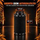Airontek Aktivkohlefilter 480 m³/h 125 mm Flansch – 400 mm Geruchsfilter Growzelt
