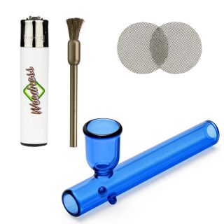 Glas-Pfeife Kawumm in Blau 10 cm – 4-teiliges Set
