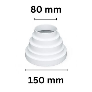 Reduzierstück 80 mm / 150 mm PVC Lüftung