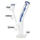Glas Bong 18,8 mm Schliff Ø 55mm 40 cm hoch Blau