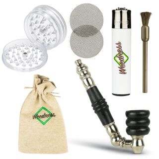 Holz-Metall-Pfeife Schräg 10 cm Schwarz – 6-teiliges Set