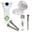 Bong Glas Kopf 14,5 mm Schliff 3-Etagen 5-teiliges Set