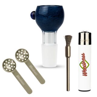 Bong Glas Kopf Heavy Blau 18,8 mm Schliff 4-teiliges Set