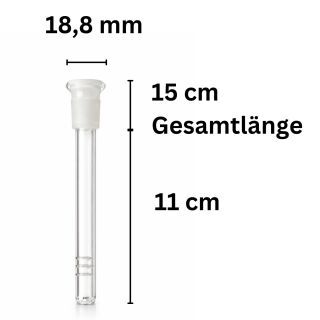 Glas Chillum Adapter 18,8 mm auf 14.5 mm Schliff 11 cm Diffuser