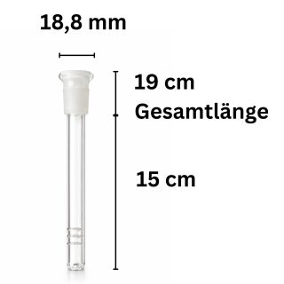 Glas Chillum Adapter 18,8 mm auf 14.5 mm Schliff 15 cm Diffuser