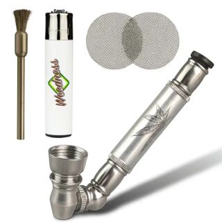 Metall-Pfeife Schräg 9 cm - Edle Weiß 4-teiliges Set